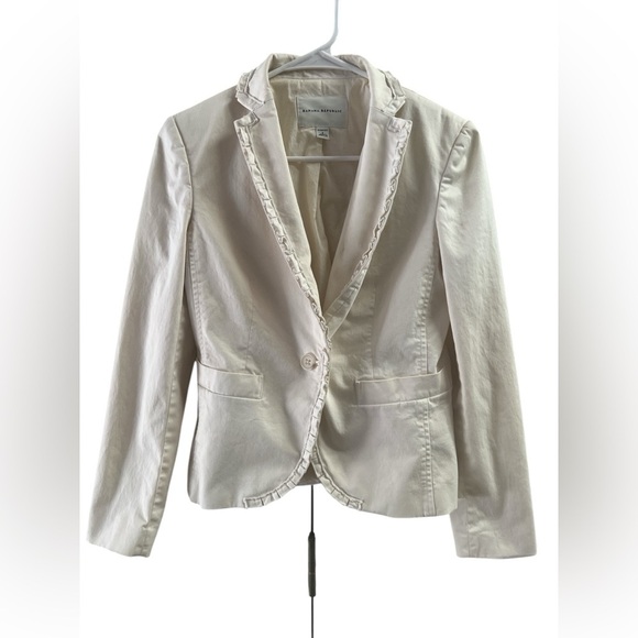Banana Republic ivory ruffled single button blazer - Picture 1 of 5